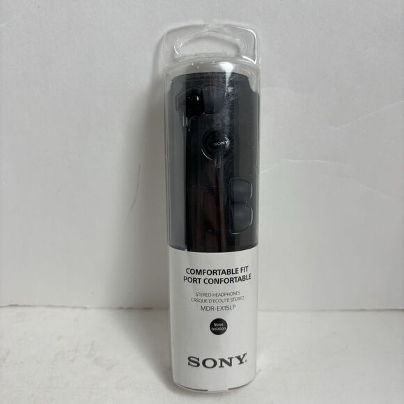 Sony Comfort Fit in Ear Earbud Stereo Headphones Black Model: MDREX15LP NEW - Picture 1 of 2